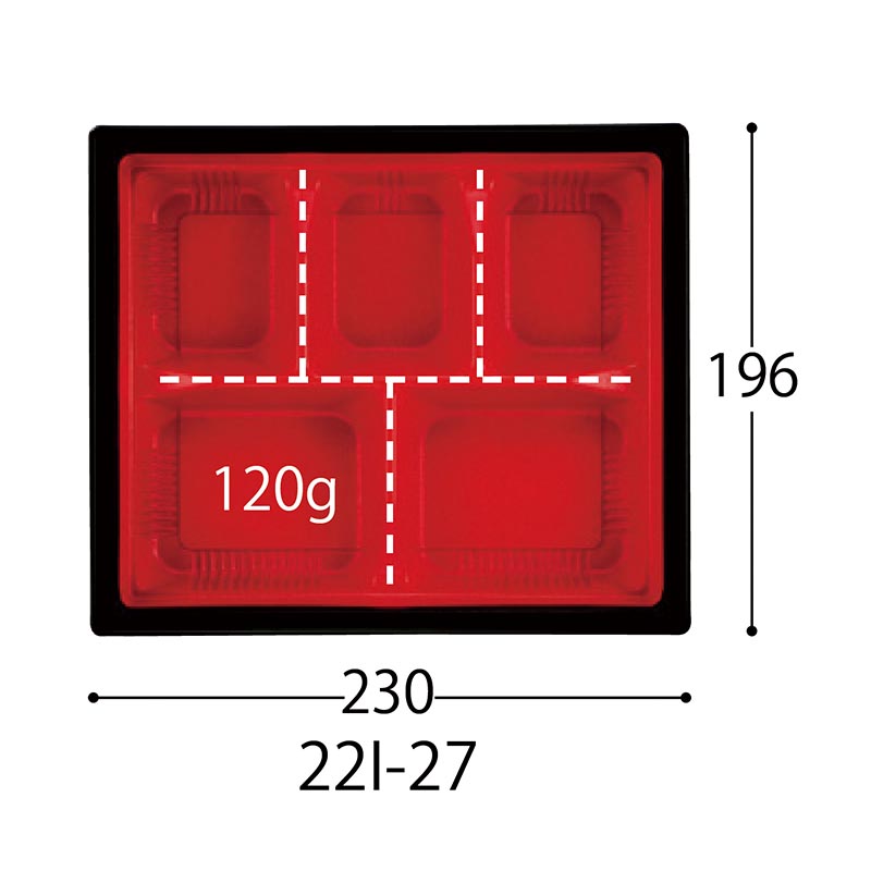 中央化学 弁当容器 CTWF-22I-27赤木目BK身L | テイクアウト容器の通販