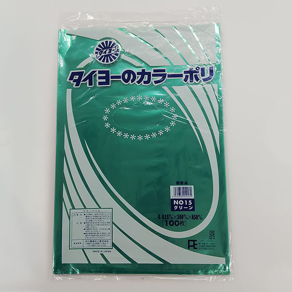 中川製袋化工 株 タイヨー カラーポリ袋035 グリーン No.15 100枚入り S222997 20袋入