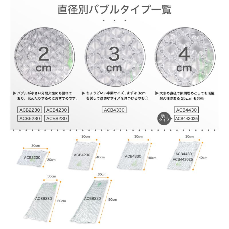 緩衝材 エアークッションフィルム バブル型 ACB4230 アスカ